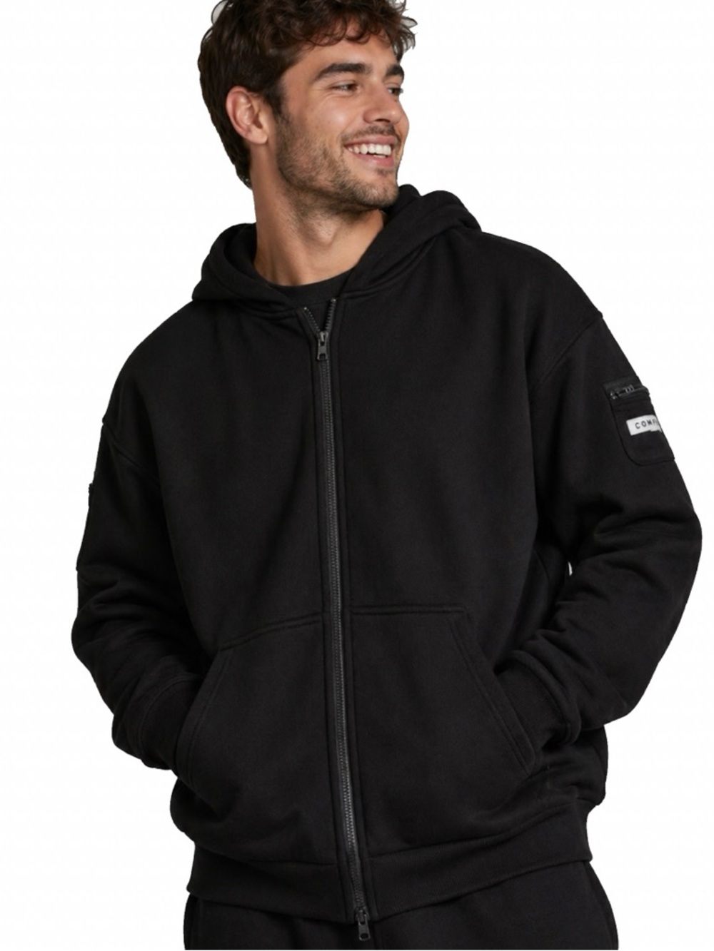 COMFRT Travel Essentials Zip Hoodie Sweatshirt w/ Zip Pockets - Obsidian / Black